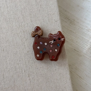 Chic acetate cat-shaped hair clip with colorful rhinestones and bowknot for women