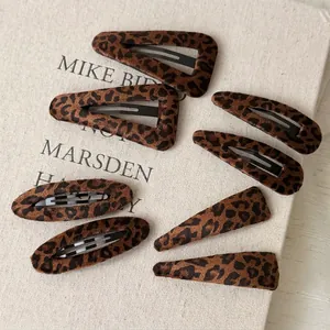 Vintage Leopard Print Plush BB Hair Clip Metal Snap Clip For Women Autumn Winter Elegant Leopard Pattern Hair Accessories