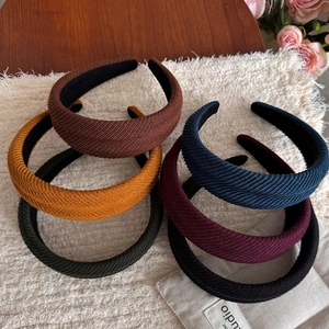 Padded solid color wide headbands with twill texture in six autumn and winter colors