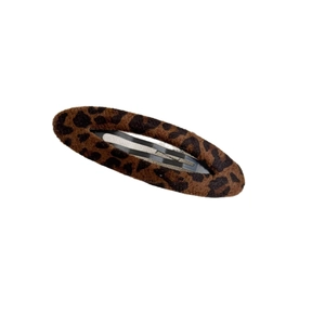 Maillard autumn leopard print plush BB hair clip for women with soft velvet texture finish