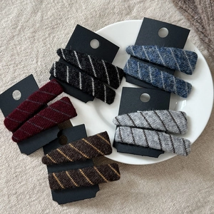 Korean Knitted Twill Hair Clips Contrast Color Fabric Side Clips Elegant Autumn Winter Hairpins For Women Girls Accessories