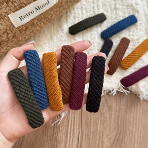 Retro knitted fabric twill hair clip set in various vintage colors for women