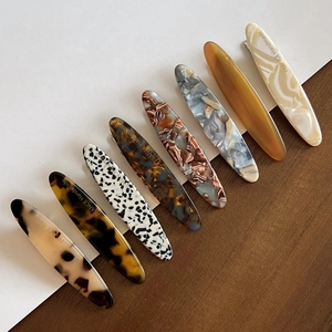 Vintage Acetate Hair Clips French Handmade Marble Tortoiseshell Duckbill Clips Elegant Side Bangs Hairpins For Women