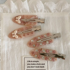 Fermagli per Capelli in Acetato Rosa Marmo Con Farfalla in Strass Mollette Senza Tracce Stile Fata Dolce Accessori Capelli Donna