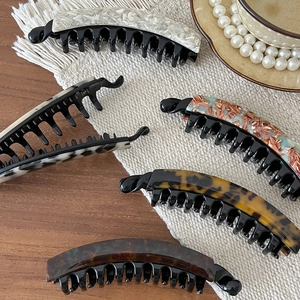 Set di fermagli per capelli a banana in acetato con motivi marmorizzati e tartaruga
