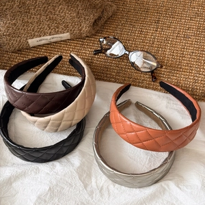 French vintage quilted faux leather headbands set in assorted chic autumn colors