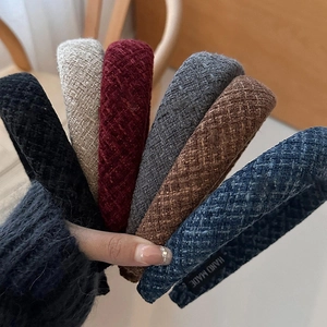 Lot de serre-têtes larges en tweed rétro en six couleurs classiques pour un look vintage