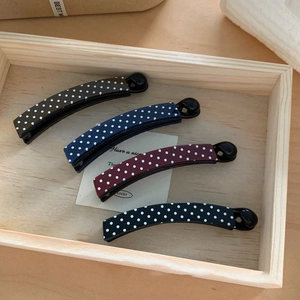 Minimalist polka dot banana hair clip set in four classic colors for ponytail styling
