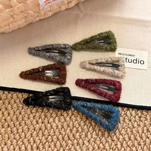 Vintage knitted wool triangle hair clips in seven assorted autumn winter colors for women