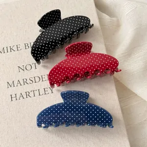 Vintage Polka Dot Acetate Hair Claw Clip For Women High End Shark Clip Hair Accessory For Elegant Updo Hairstyles Daily Decor