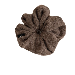 Chouchou en peluche marron avec étiquette, accessoire de cheveux doux pour chignons