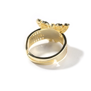 Exquisite gold butterfly ring featuring zircon-encrusted wings and an adjustable open band