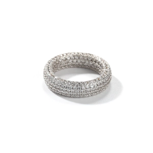Anello eternity hiphop da uomo in argento con zirconi cubici a pavé completi