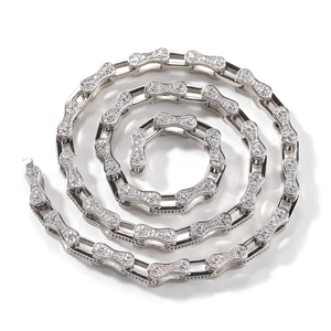 Collier chaîne de vélo 5mm hip-hop pour homme en argent avec cristaux étincelants
