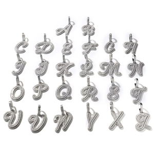 Hip Hop Jala A-Z Buchstaben-Anhänger Halsketten-Set mit Zirkonia-Steinen besetzt