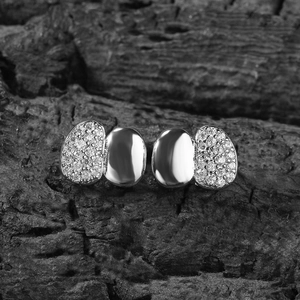 Hip hop stijl verzilverde koperen tanden grillz met micro-geplaveide zirkonia stenen