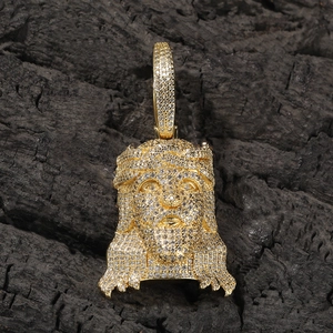 Hip hop gold plated Jesus piece pendant with micro paved sparkling zircon stones