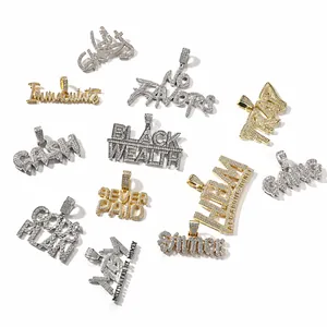 Iced Out Hiphop Letter Hanger Ketting Voor Heren Koper Zirconia Ingelegd Trap ABM Cash God's Plan Bling Sieraden Kettingen
