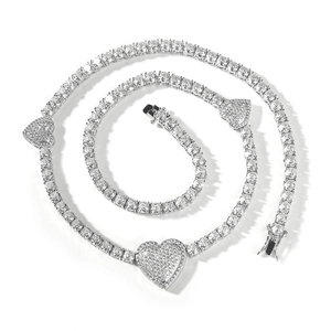 Zilveren hart-tennisketting met sprankelende zirkonia-stenen voor dames mode