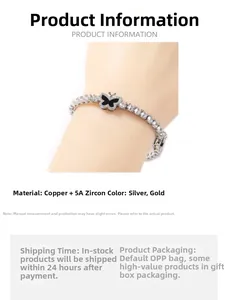 Detailed view of silver tennis bracelet with cubic zirconia and a black butterfly charm