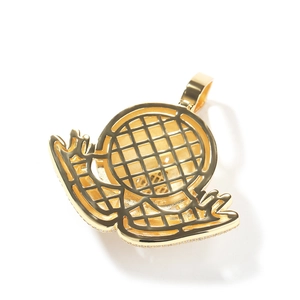 Golden hip hop necklace pendant with hand-holding globe design and 5A zircon inlay