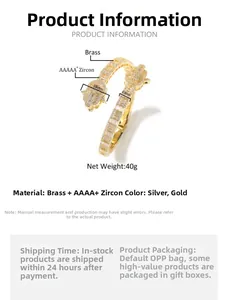 Detailed view of Hamsa hand bracelet in brass with 5A zircons and golden finish