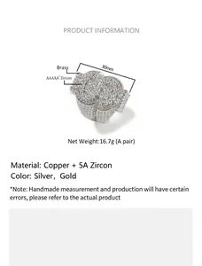 Detailed size and weight guide for iced out dollar sign ring with 5A zircons
