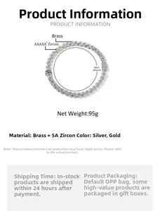 Detailkarte der 14mm Hip-Hop-Kette mit Materialangaben aus Messing und 5A-Zirkonia