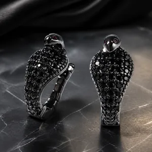 Orecchini a Bottone Uomo Hip Hop Cobra Serpente in Rame Con Micro Pave Zirconia Iced Out Animale Gioielli Individuali Regalo
