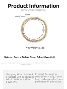 Detailed specs of 45cm hip hop Cuban chain made of brass and 5A cubic zirconia stones