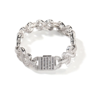 Iced out 14mm Infinity Halskette für Herren mit versilberten funkelnden Strasssteinen