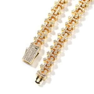 Hip hop gold cross chain necklace with sparkling iced out rhinestones for street style