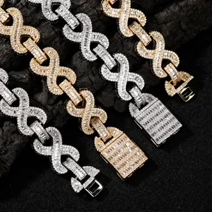 Hip Hop Kupfer Strass Unendlichkeit Gliederkette Gold Silber Iced Out Panzerkette Für Herren Party Schmuck Heavy Metal Accessoire