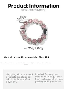 Detailansicht der 13mm rosa Strass-Elemente auf einem silberfarbenen Armband