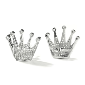 Boucles d'oreilles couronne hip-hop pour hommes en argent avec zircons brillants