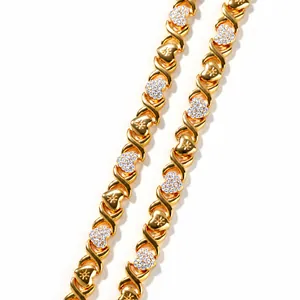 Hip Hop Gold Plated Copper XO Heart Necklace Luxurious Zirconia Inlaid Infinity Symbol Clavicle Chain Jewelry For Men Women