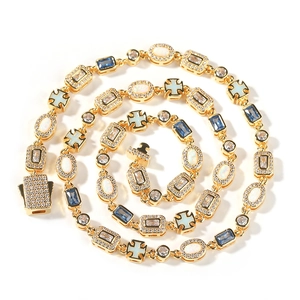 Detailed macro view of 6mm blue gemstone bracelet with opal accents and gold finish links