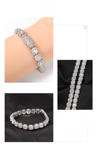 Dettaglio del bracciale da 9mm con zirconi cubici quadrati incastonati a pavé lucido