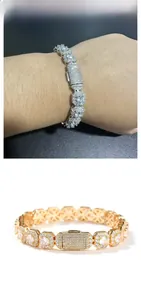 Dettaglio bracciale hiphop 9mm con maglie ottagonali e pavé di zirconi cubici