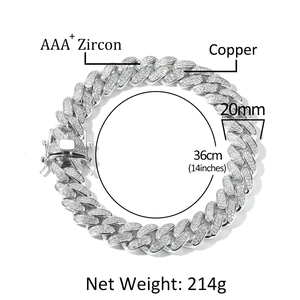 Juego De Joyas Hip Hop Iced Out Para Hombre Cobre 20mm Cadena De Eslabón Cubano Collar Y Pulsera Con Strass Rap Accesorios