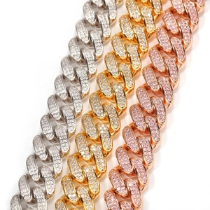 Cadenas cubanas de 20mm con diamantes para hombre en plata, oro y oro rosa