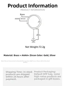 Detailed size parameters for 5mm spring clasp hip hop cross necklace with 5A zircon