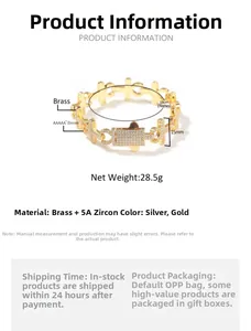 Makroansicht des 15mm Ankh Kreuz Armbands aus Messing mit Gold und Silber Zirkonia