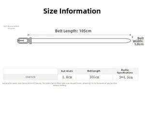 Size chart for women's cutout belt showing 105cm length and 1.8cm width details