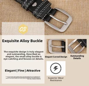 Detailed close-up of the vintage alloy square buckle on a thin leather belt