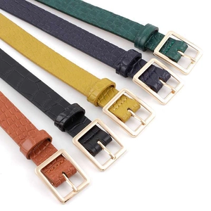 Women's Crocodile Pattern Artificial Leather Belt With Alloy Square Buckle Vintage Minimalist Style Daily Waistband For Women