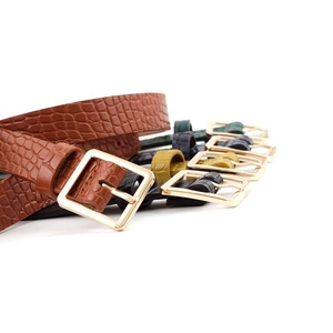Minimalist square buckle belts with crocodile pattern in multiple stylish colors