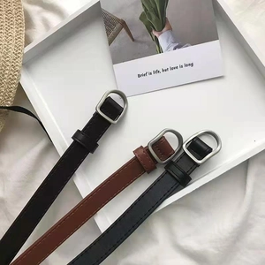 Minimalist black and brown skinny leather belts with silver D-ring buckles for women