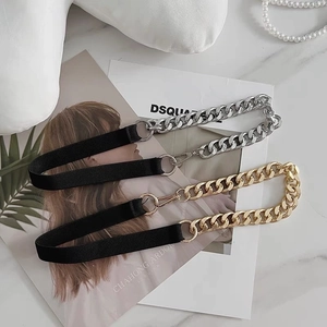 Ceinture élastique chaîne métallique vintage pour robes en doré et argenté