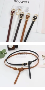 Détail de ceintures fines multicolores avec boucle dorée et style de nouage tendance